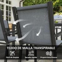 Outsunny Conjunto de Mesa y Sillas Jardín con Sillas Apilables y Marco de Acero para Terraza Patio Gris Claro(m-6)