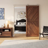 HOMCOM 152CM Kit feronerie ușă culisantă tip hambar, șină pentru ușă lățime 76 cm, grosime 30 mm, argintiu(m-2)