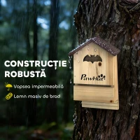 PawHut Set de 3 Căsuțe pentru Lilieci din Lemn de Brad, Adăpost pentru Lilieci pentru Grădină și Exterior, Ușor de Montat, 21.5x11.5x34 cm(m-5)