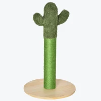 PawHut Griffoir pour chat d'intérieur en forme de cactus, arbre à chat en sisal résistant avec base, 40 x 40 x 65 cm, vert(m-12)