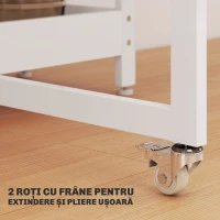 HOMCOM Masă Pliabilă cu 2 Blaturi Rabatabile pentru 4 Persoane cu 2 Rafturi Deschise, Gri(m-6)