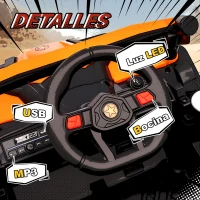 AIYAPLAY Coche Eléctrico para Niños UTV 12V con 2 Motores Control Remoto Velocidad hasta 7 km/h Sistema de Suspensión Naranja(m-7)