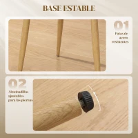 HOMCOM Juego de 2 Sillas de Cocina con Respaldo de PU de Imitación Ratán Patas de Acero y Asiento Acolchado Marrón y Beige(m-6)