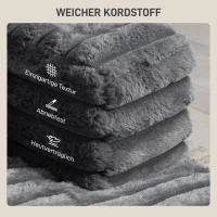 HOMCOM Chaiselongue 2 Sitzer Groß Schlafsofa 134 x 151 cm mit Becherhalter für Wohnzimmer, Grau(m-4)