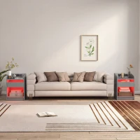 HOMCOM Mesita de Noche con Estación de Carga Luz LED RGB Cajón Estante Abierto Puertos USB y Control Remoto 40x40x58 Cm Gris(m-9)