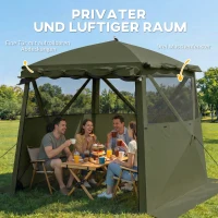 Outsunny Pavillon 2x2m Wasserdicht Stabil Winterfest Pop-up Faltpavillon mit 4 Seitenteilen Netzfenstern Vortür UV 30+(m-4)