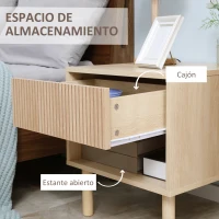 HOMCOM Mesita de Noche Mesilla de Noche con Cajón y Estante Abierto Estilo Moderno para Dormitorio 47x47x50 cm Madera Natural(m-5)