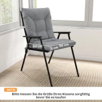 Outsunny Almofada de Assento Exterior com Encosto e Tirantes, Acolchoado repelente à água para interior e exterior, Cinza Claro(m-3)