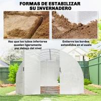 Outsunny Invernadero de Túnel 6x3x2 m con Puerta con Bisagras 12 Ventanas de Malla y Estructura de Acero Galvanizado Blanco(m-8)