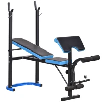 HOMCOM Multifunktionale Trainingsbank Verstellbare Hantelbank Schwarz Blau(m-1)