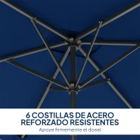 Outsunny Sombrilla de Aluminio 198x294x255 Parasol Rectangular de Jardín Inclinable con Manivela y Poste Desmontable Azul Marino(m-7)