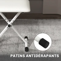 HOMCOM Tabouret piano pliable, banc piano réglable en hauteur, siège rembourré en PU, 39 x 29 x 37-47 cm, blanc(m-7)