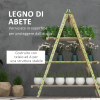 Outsunny Portapiante Verticale 3 Livelli a Doghe in Abete, 100x36x112 cm, Color Legno(m-6)