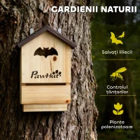 PawHut Set de 3 Căsuțe pentru Lilieci din Lemn de Brad, Adăpost pentru Lilieci pentru Grădină și Exterior, Ușor de Montat, 21.5x11.5x34 cm(m-6)
