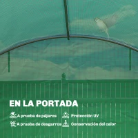Outsunny Invernadero de Túnel con 2 Varillas de Soporte 2 Puertas Enrollables y Ventanas de Malla Cubierta de PE Anti-UV Verde(m-6)