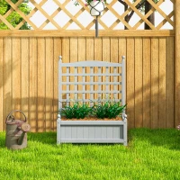 Outsunny Garden Planters with Trellis for Climbing Vines, Wood Raised Beds for Garden, Flower Pot, Indoor Outdoor, Grey(m-8)