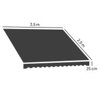 Outsunny Tecido substituto para toldo – cobertura solar UPF 50+ para armação 3,5 x 2,5 m, Cinza escuro(m-3)