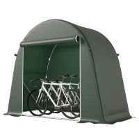 Outsunny 8 x 4 ft Garden Storage Tent, Waterproof Bike Tent with Roll-up Zipper Door and Galvanised Metal Frame, Green(m-10)