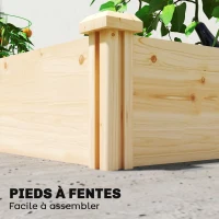 Outsunny Carré Potager de jardin en Bois massif, Jardinière Surélevé avec séparateur, 235 x 121 x 26 cm, effet Bois Naturel(m-8)