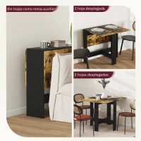 HOMCOM Mesa Plegable de Comedor Mesa de Cocina con Alas Abatibles para Espacio Pequeño 103x76x73,5 cm Negro y Marrón Rústico(m-5)