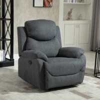 HOMCOM Sillón Reclinable Manualmente 150 Grados con Reposabrazos y Reposapiés Acolchado Grueso de Esponja Soporta hasta 150 kg 97x96x105,5 cm Gris(m-2)
