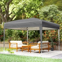 Outsunny Carpa Plegable 3x3 m Pop-up Cenador de Jardín Altura Ajustable con Bolsa de Transporte Anti-UV Impermeable Gris(m-9)