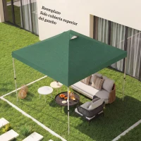 Outsunny Toldo de Pérgola de Recambio 3x3 m Techo de Repuesto para Carpa Plegable de Tela Oxford 210D Protección UV 50+ Verde(m-8)