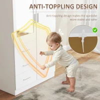 HOMCOM 2 Door 3 Drawer Mirrored Wardrobe with Hanging Rail, Modern Clothes Storage Cupboard with Mirror, Drawers and Adjustable Shelves for Bedroom, 80 x 50 x 180 cm, White(m-7)