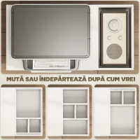 HOMCOM Dulap pentru Imprimantă cu Roți, Dulap Multifuncțional cu Compartimente Deschise, Raft și Spațiu de Depozitare, Noptieră pentru Living, Cameră sau Birou, 70x36x60 cm, Alb(m-5)