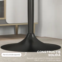 HOMCOM Masă de Bar Înaltă, Masă de Bucătărie Modernă Rotundă cu Blat Vopsit și Bază din Oțel, Masă Bistro pentru 2 Persoane, Neagră(m-6)