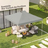 Outsunny Cobertura de reposição para pavilhão UV50+ impermeável com 8 orifícios de drenagem 3 x 3 m, Cinza claro(m-2)