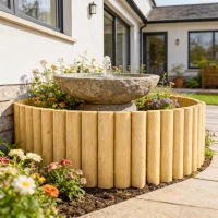 Outsunny Valla de Jardín de Madera Panel Decorativo Resistente y Fácil de Instalar para Patio Césped Camino 176x38 cm Natural(m-9)