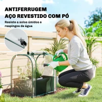 Outsunny Mini Estufa com Bolsa de Plantação Estufa Pequena Portátil para Interior e Exterior 68x50x70 cm Verde(m-6)
