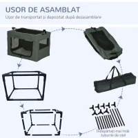 PawHut Geantă de Transport Moale pentru Câini Mini și Pisici, Cușcă de Călătorie cu Pernă Detașabilă, Geantă de Transport și Uși Din Plasă Respirabilă, 60x42x42 cm, Gri(m-7)