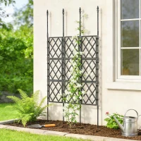 Outsunny Enrejado de Jardín Plegable Soporte para Plantas Trepadoras con Montaje DIY y Marco de Acero 85x197 cm Negro(m-9)