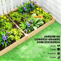Outsunny Jardinheira Elevada em Madeira Horta Urbana para Cultivar Plantas com Divisor e Base Aberta 235x121x26 cm Madeira(m-4)