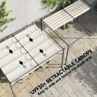 Outsunny Zadaszenie tarasowe Pergola ok. 4x3m z regulowanym dachem, montaż ścienny UV30+, kremowobiały(m-5)