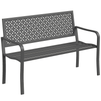 Outsunny Banco de Jardim 2 Lugares em Metal Resistente às Intempéries com Encosto Resistente à Ferrugem Geométrico até 240 kg
