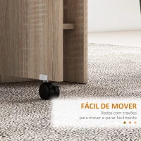 HOMCOM Mesa de Sala de Jantar Dobrável Mesa de Madeira com 2 Prateleiras de Armazenamento e Rodas para Cozinha 75x140x74 cm Madeira(m-6)