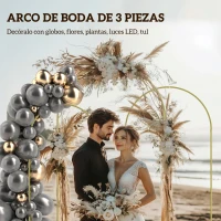 Outsunny Set de 3 Arcos de Jardín para Rosas de Metal de 220/200/180 cm con Recubrimiento en Polvo para Patio Terraza Dorado(m-4)