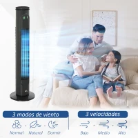 HOMCOM Ventilador de Torre Silencioso con Control Remoto 3 Velocidades 3 Modos Temporizador 10H Oscilación 70° Gris Oscuro(m-5)