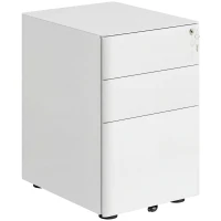 Vinsetto Fiset de Birou 3 Sertare si Incuietoare Serratura, Fiset pentru Birou cu Roti din Otel, 39x48x59cm, Alb(m-1)