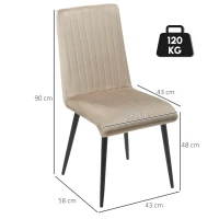 Homcom Set 2 Scaune Dining Elegante din Catifea – Spatar inalt(m-3)