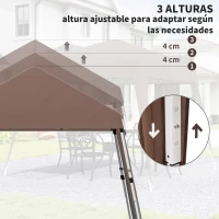 Outsunny Carpa Plegable 3x3 m Pop-up Cenador de Jardín Altura Ajustable con Bolsa de Transporte Anti-UV Impermeable Café(m-7)