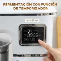 HOMCOM Batidora Amasadora 6L 1400W con Cabezal Inclinable 6 Velocidades Función de Fermentación Pantalla LED Blanco(m-7)