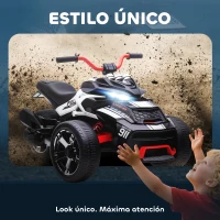 AIYAPLAY Quad Eléctrico para Niños 12V con 2 Motores Velocidad hasta 5 km/h 3 Ruedas Suspensión Negro y Blanco(m-7)