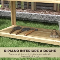 Outsunny Fioriera Rialzata in Legno con Ripiano Inferiore, Divisorio, Fori di Drenaggio, 115x46x75 cm, Color Legno(m-5)