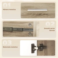 HOMCOM Comodă Modernă cu 3 Dulapuri și 2 Sertare din Lemn, Efect lemn(m-6)