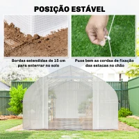Outsunny Estufa Tipo Túnel 6x3x2 m com Anti-UV e Porta de Enrolar com Fecho de Correr Paredes Laterais com Rede Branco(m-7)