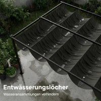 Outsunny Pergola 3,87 x 2,97 m Terrassenüberdachung mit Schiebedach, 2 Sichtschutz, UV 50+ Dunkelgrau(m-8)